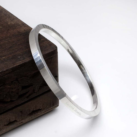 Flat design Pure 990 Silver Mens solid Kada Bangle