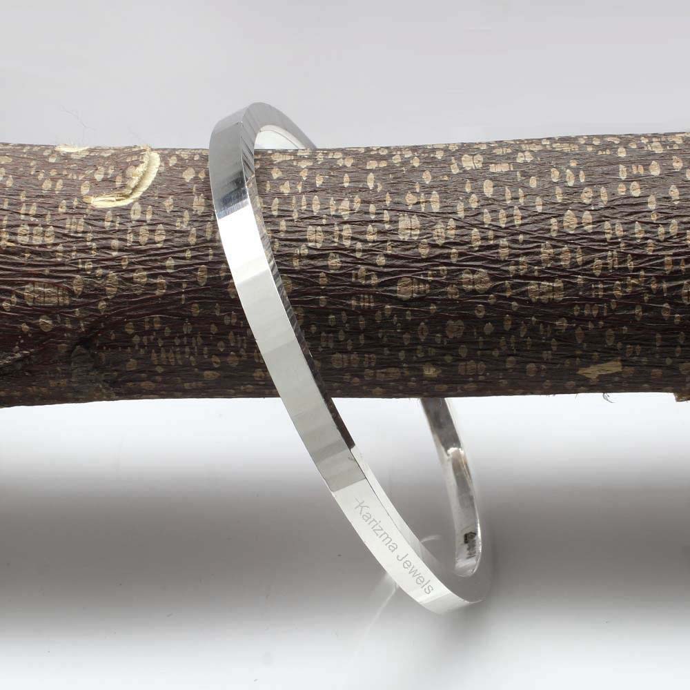 Flat design Pure 990 Silver Mens solid Kada Bangle