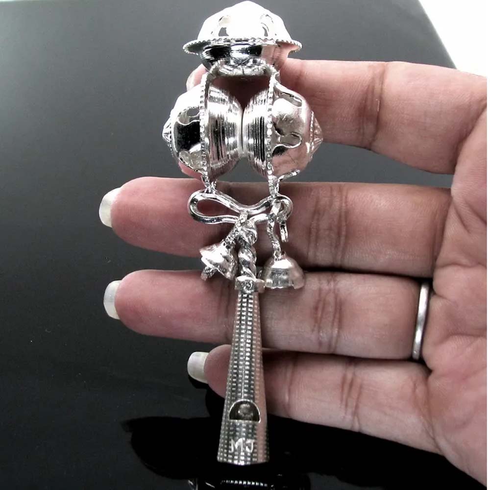 Kids Toy Whistle with Bells Real Silver