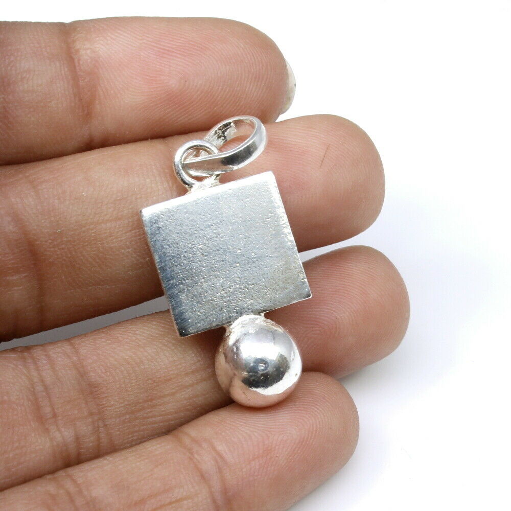 Pure Silver square Piece ball Chokor goli Pendant