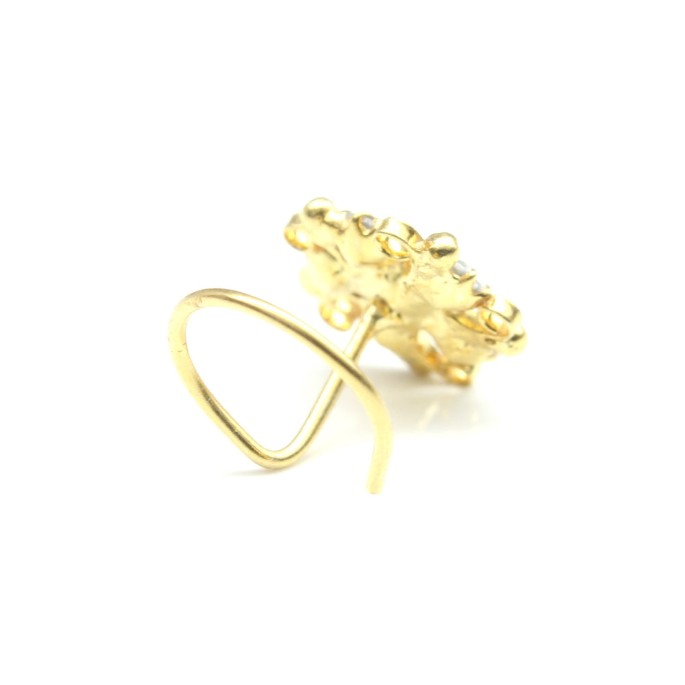 Beautiful Gold Plated Indian Style Nose Studs CZ Twist nose ring 24g