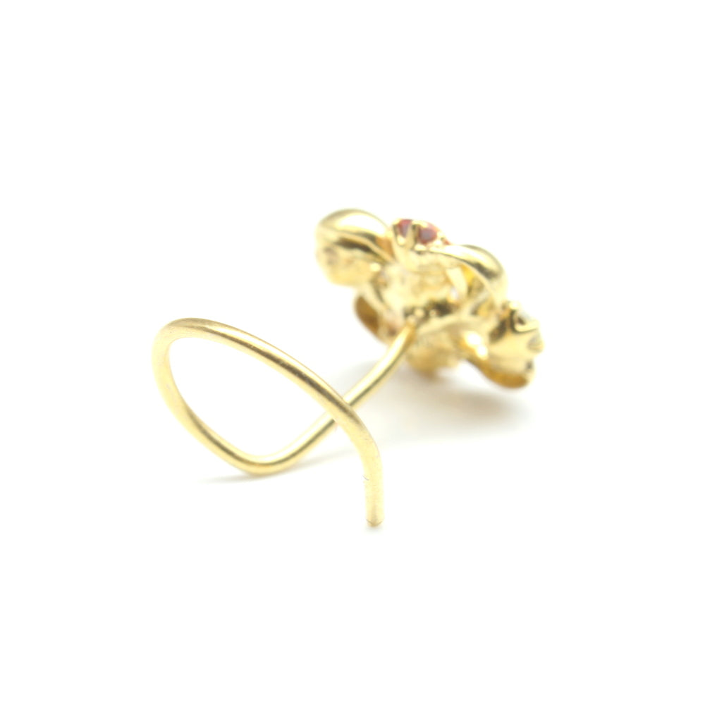 Ethnic Gold Plated Indian Square Style Nose Studs Multi CZ Twisted nose ring