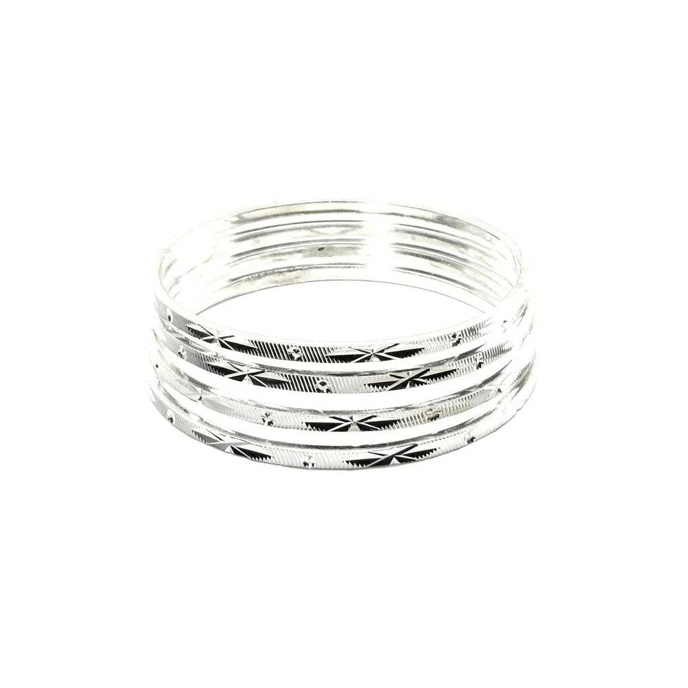 925 Sterling Silver Bangles (Churi) - 4pc Set