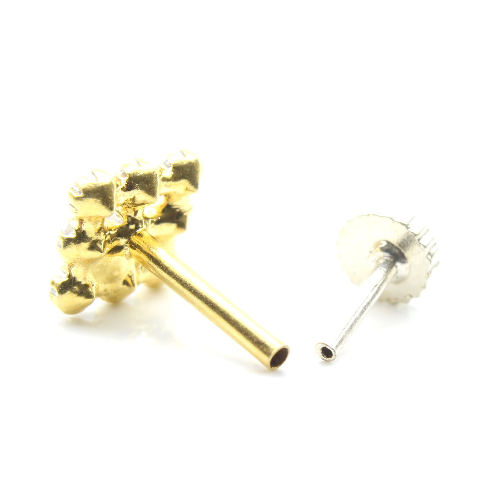 Real Gold 14K Nose stud With Push Pin