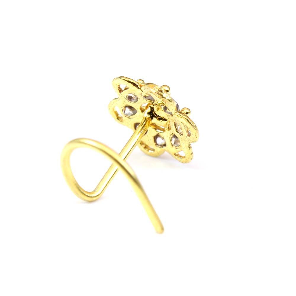 22g Gold Plated Corkscrew Nose Stud