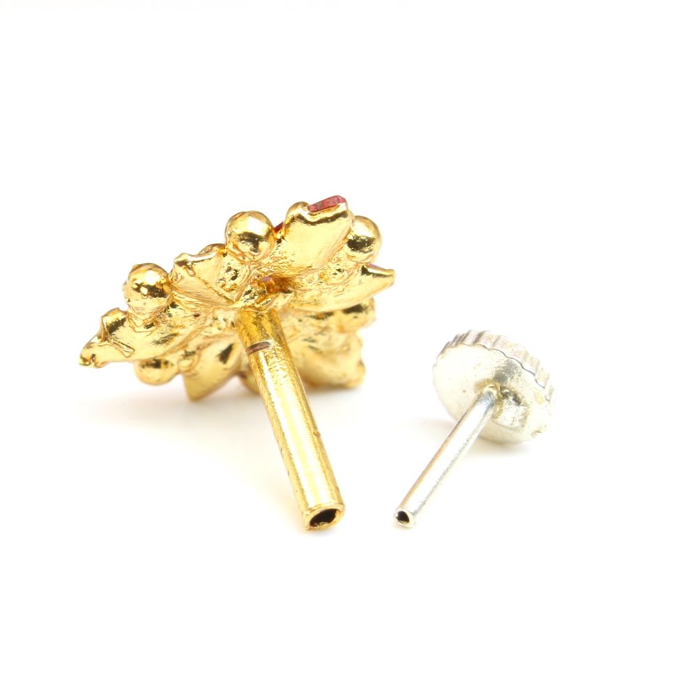 Gold plated 16g Piercing Nose stud push pin