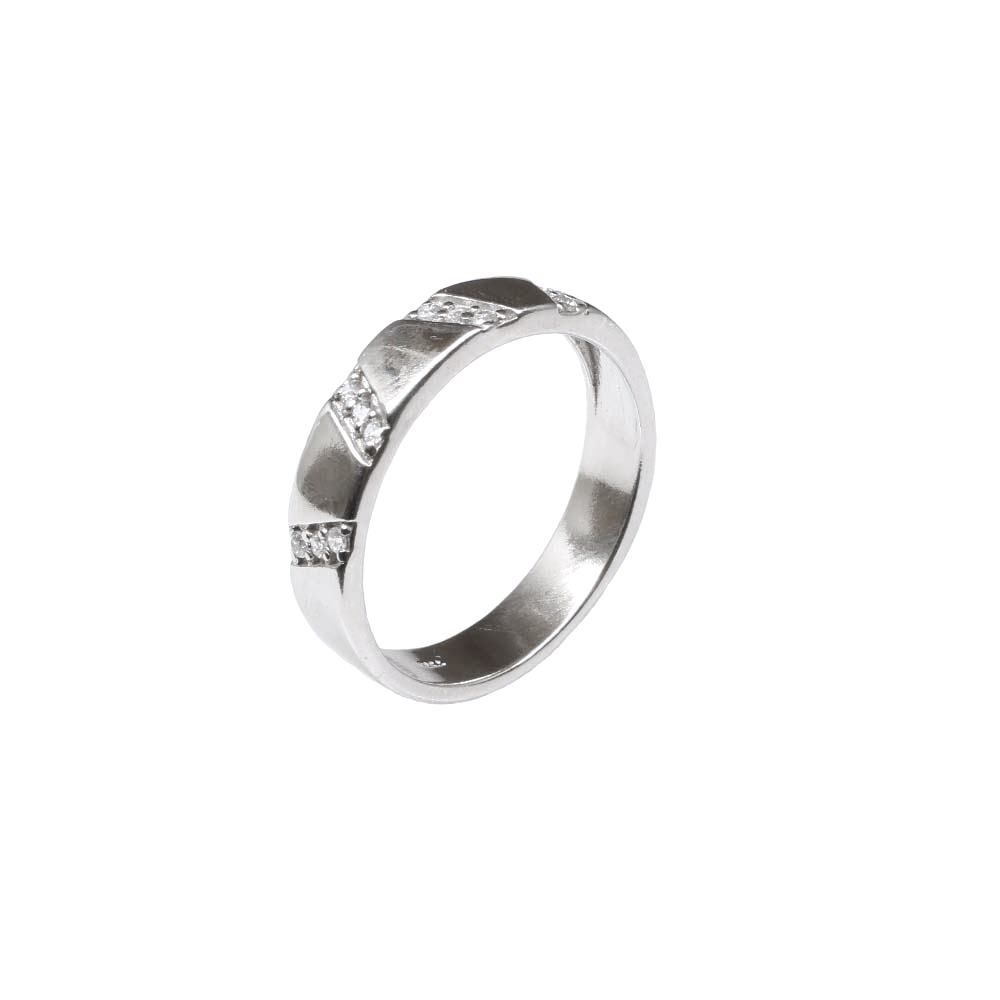 Solid Silver White CZ Men's finger ring