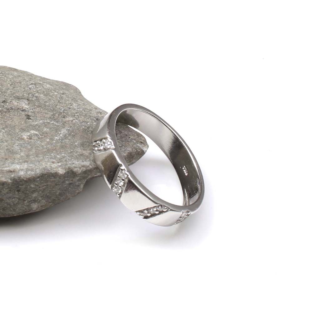 Solid Silver White CZ Men's finger ring