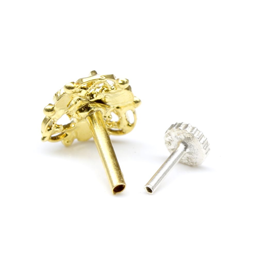 14K Gold Piercing Push Pin Nose Ring