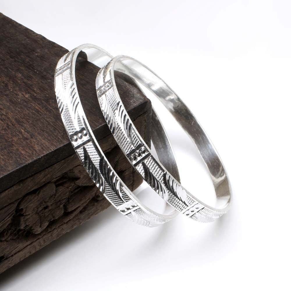 Silver Bangles Bracelet Kangan Pair – Karizma Jewels