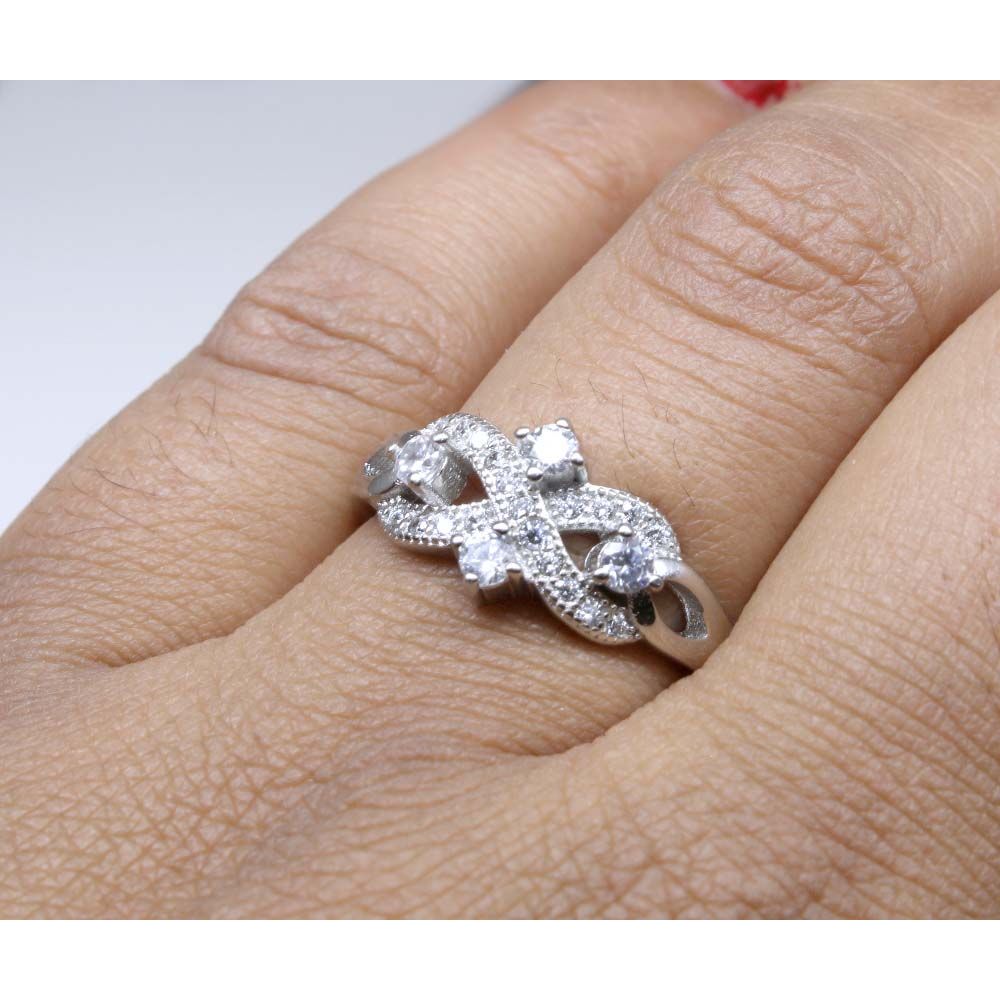 Real Solid Silver Ring Platinum Finish