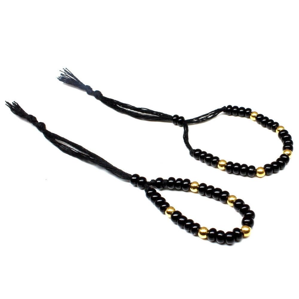 Nazaria 22k Real Gold Black Beads bracelet