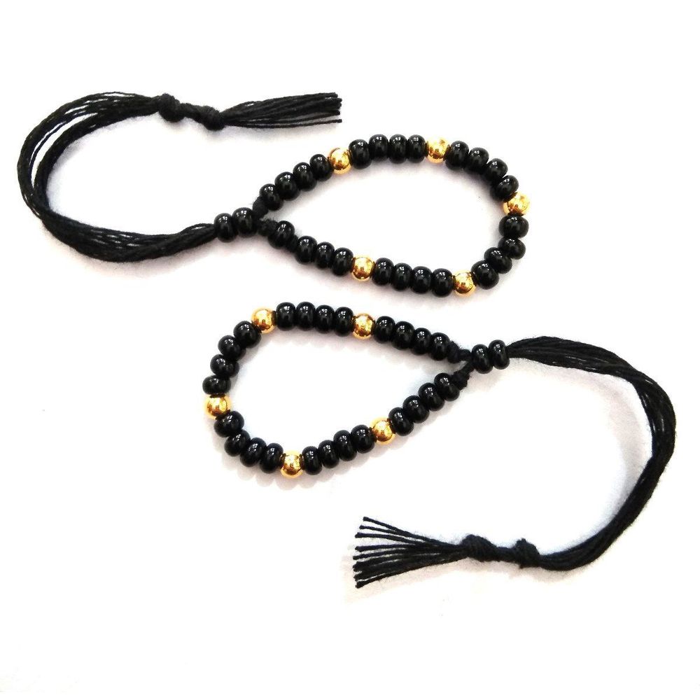 Nazaria 22k Real Gold Black Beads bracelet
