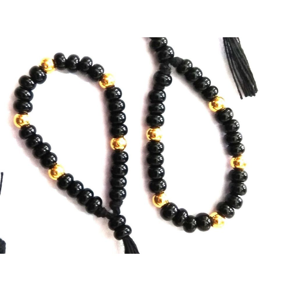 Nazaria 22k Real Gold Black Beads bracelet