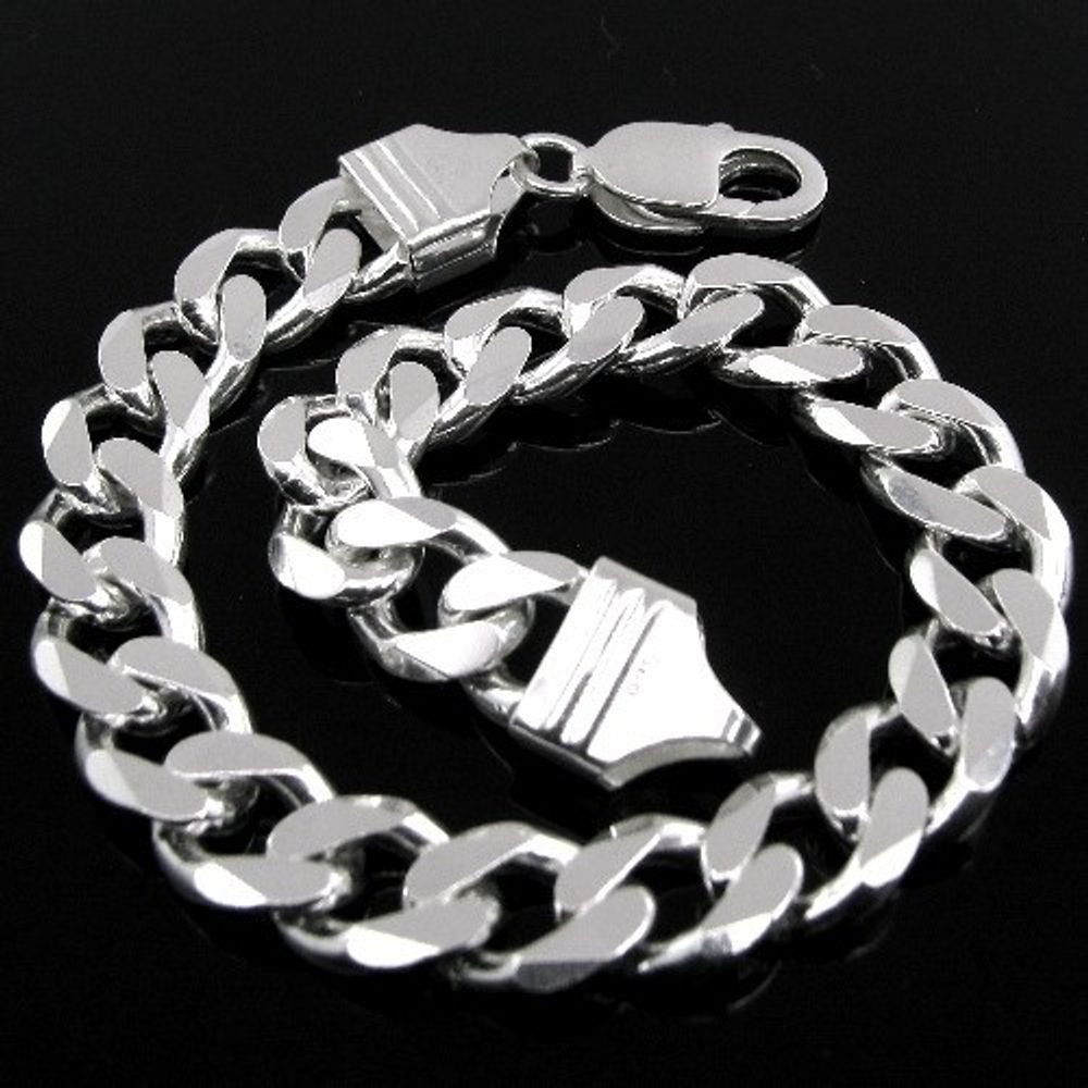 925 Silver Men's Curb Design Solid Bracelet