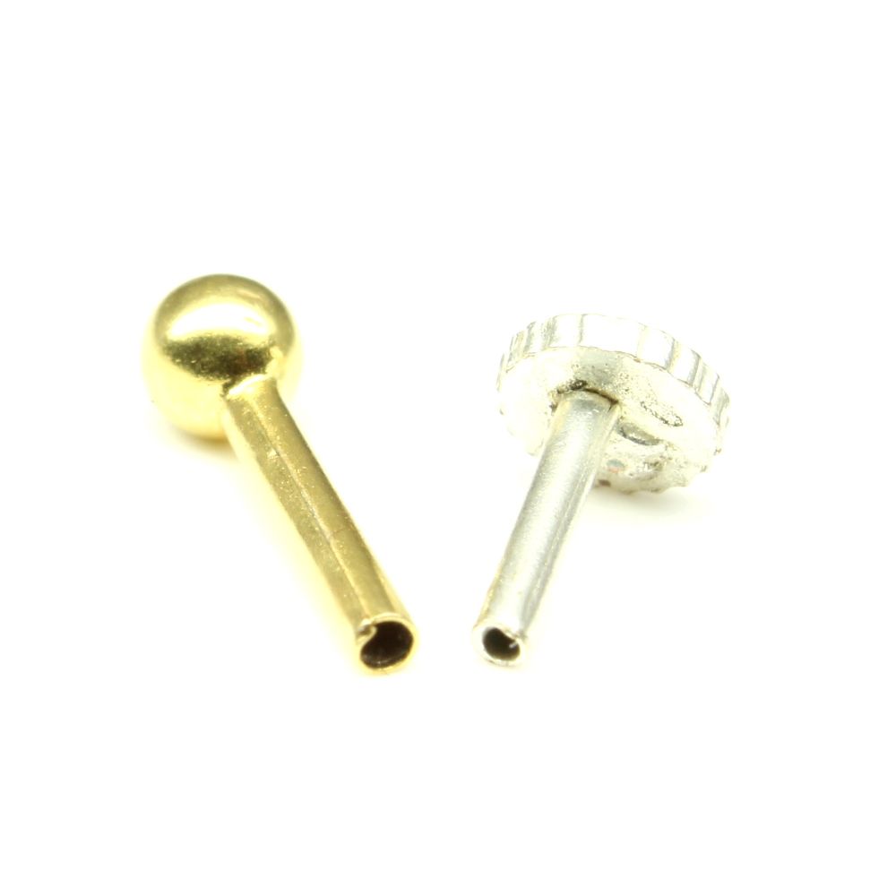 Solid 14K Gold Piercing with Push pin Nose stud