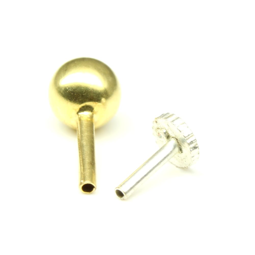 14K Gold Piercing Push pin Nose stud With push pin