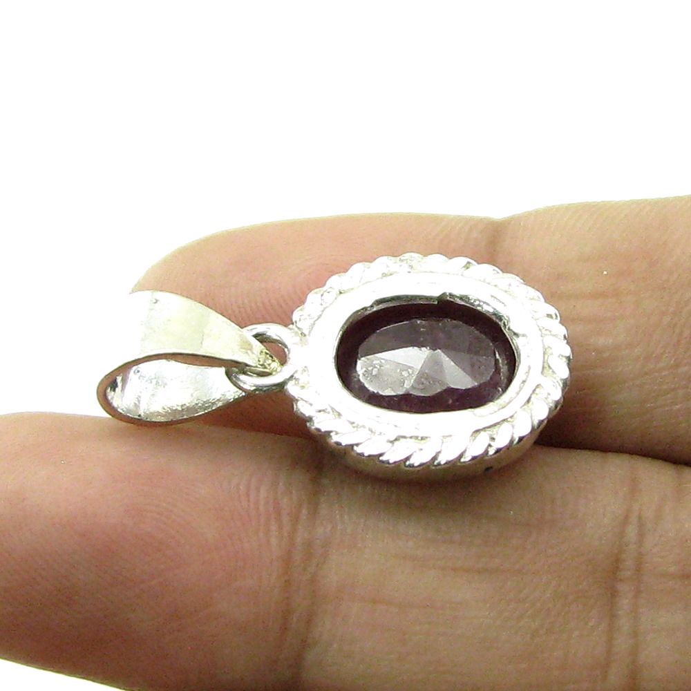 Ethnic designer Birthstone Rashi Ratna Silver pendant Ruby Gemstone