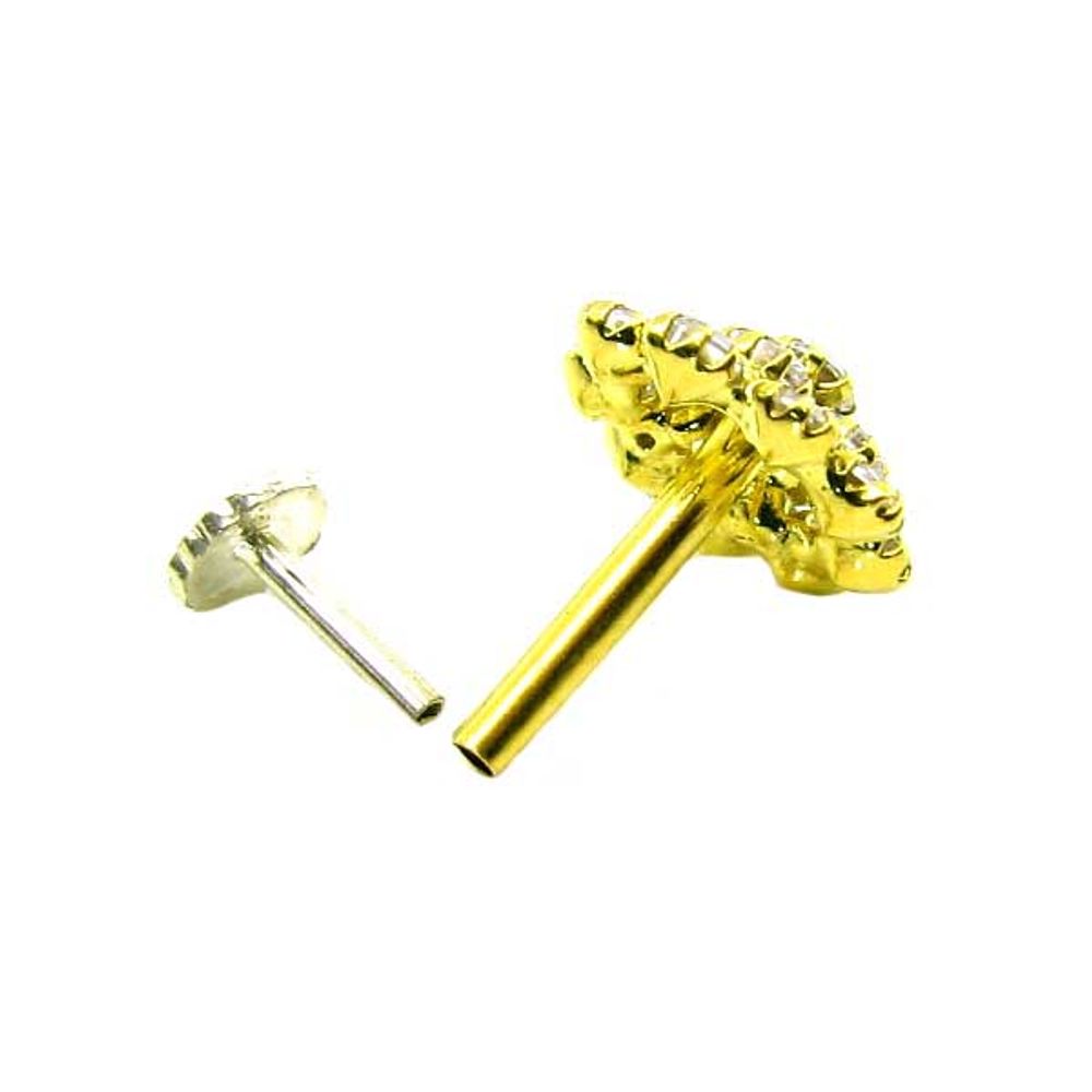 14k Yellow real Gold Nath with push pin