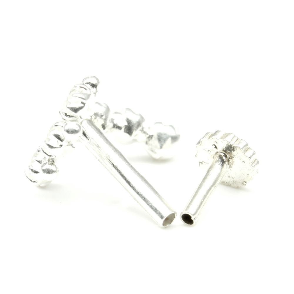 Silver Nose Pin for women with Push pin