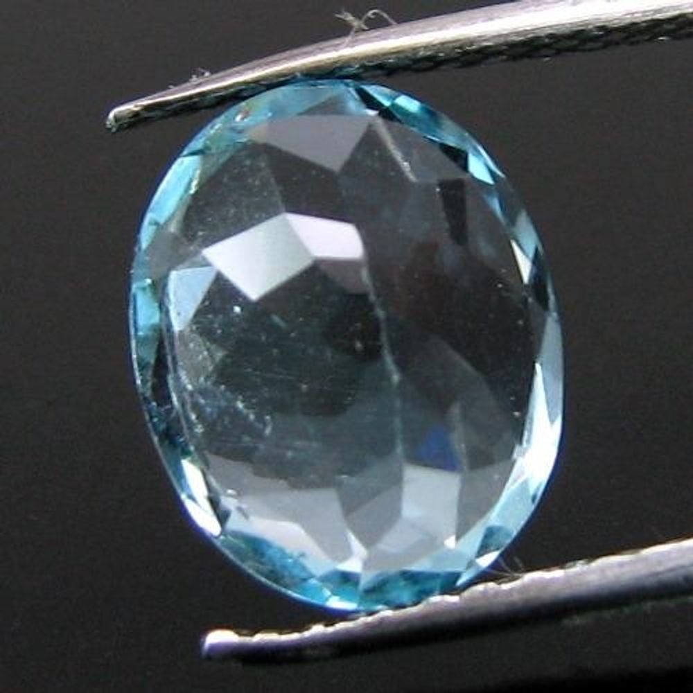 CERTIFIED 3.97Ct Natural Blue TOPAZ Oval Faceted Clear Gemstone