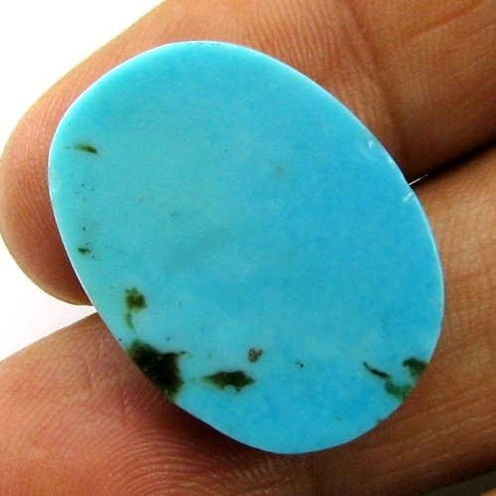 11.4Ct Natural Blue Mexican Turquoise Checker Oval Faceted Gemstone