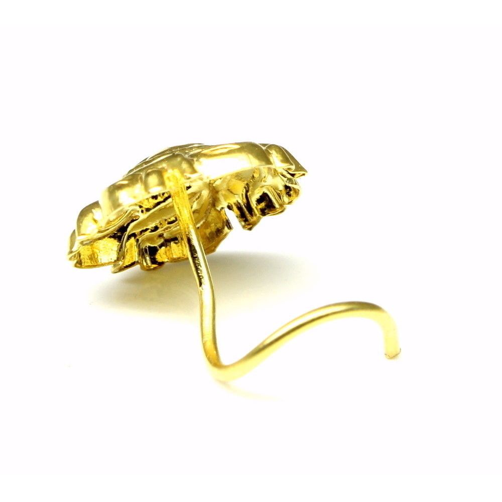 Ethnic Gold plated nose ring corkscrew l bend 22g