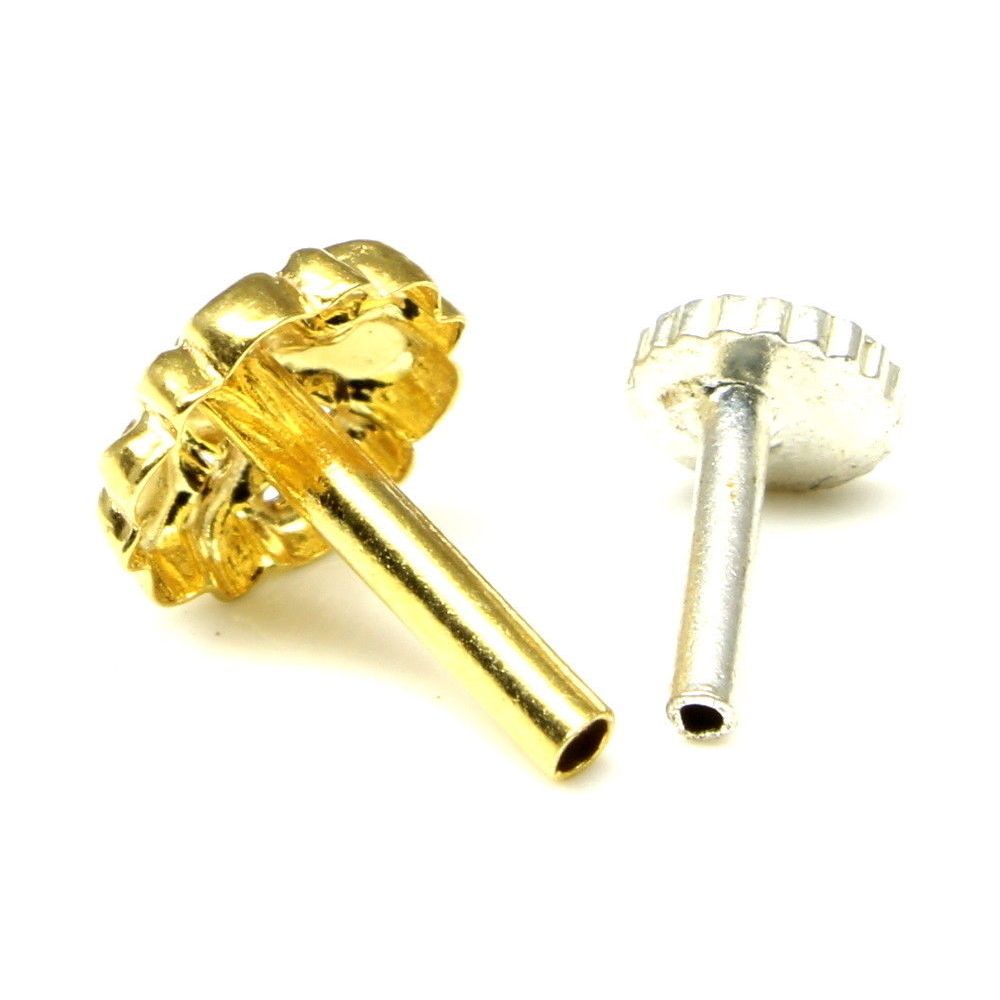 Floral Gold plated nose ring Push Pin nose stud
