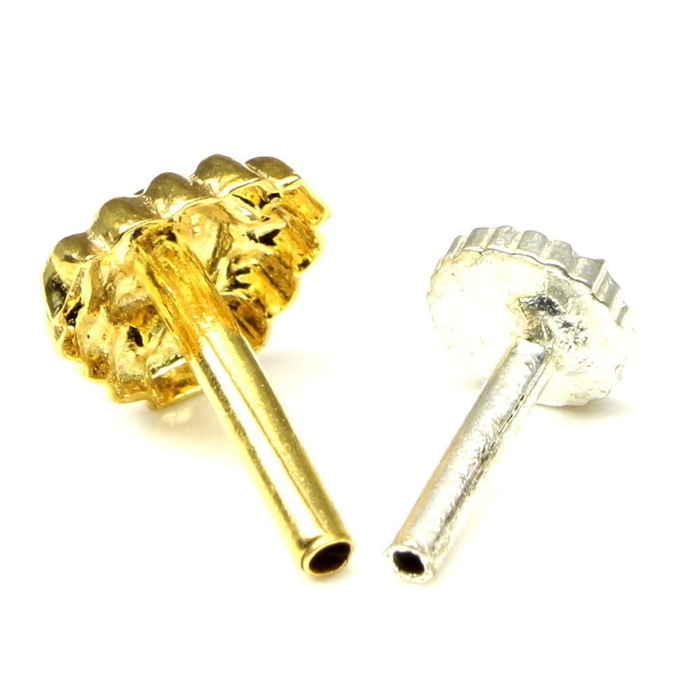 Traditional gold plated nose stud 18g