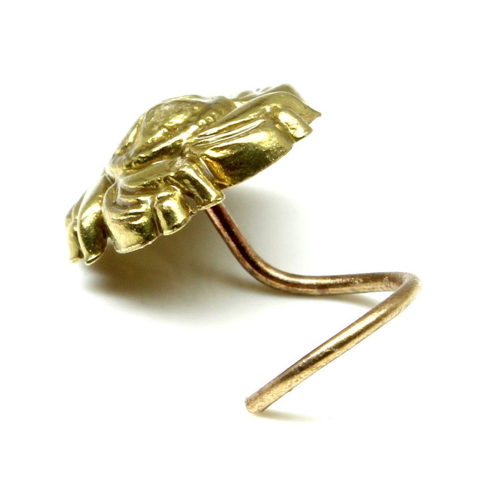 Ethnic gold finish l bend nose stud 22g