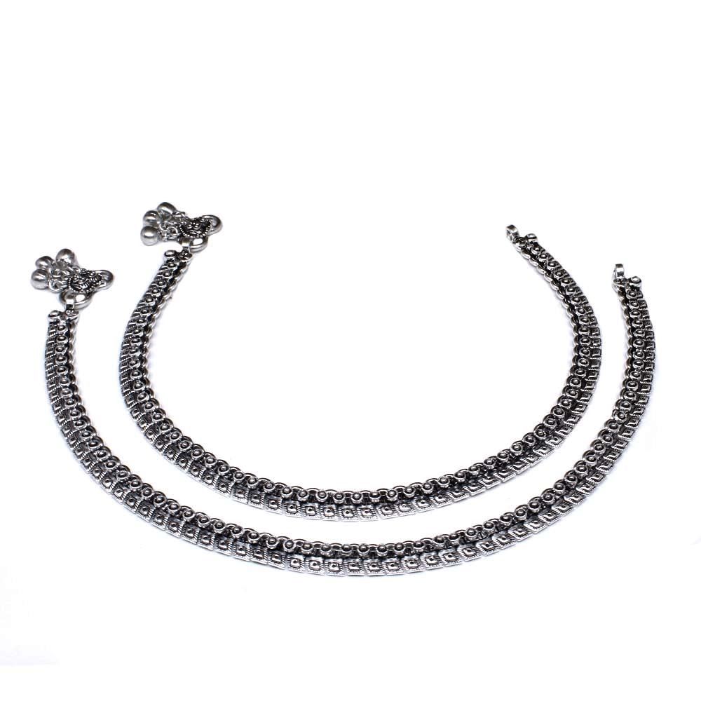 Oxidized Silver Anklets for women 10.8"