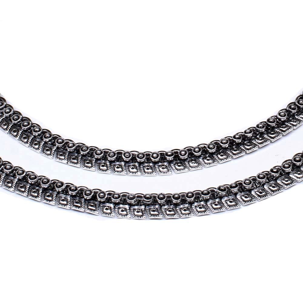 Oxidized Silver Anklets for women 10.8"