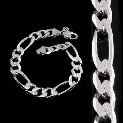 925 Sterling Silver Figaro Link Men's Bracelet