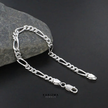 925 Sterling Silver Figaro Link Men's Chain Bracelet 8.5"