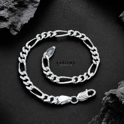 925 Sterling Silver Figaro Link Men's Chain Bracelet 8.5"