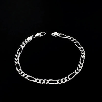 925 Sterling Silver Figaro Link Men's Chain Bracelet 8.5"