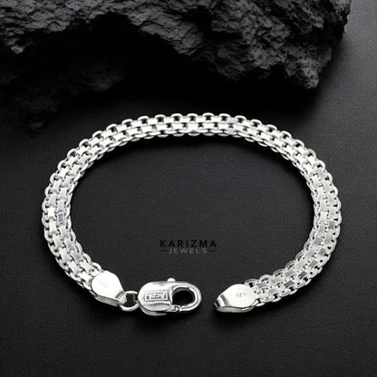 925 Sterling Silver handmade Men's Popcorn Chain Bracelet 8.5"