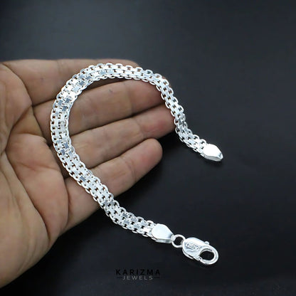 925 Sterling Silver handmade Men's Popcorn Chain Bracelet 8.5"