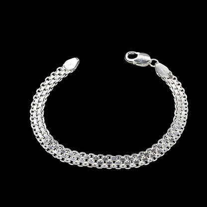 925 Sterling Silver handmade Men's Popcorn Chain Bracelet 8.5"