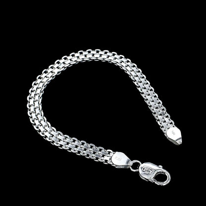 925 Sterling Silver handmade Men's Popcorn Chain Bracelet 8.5"