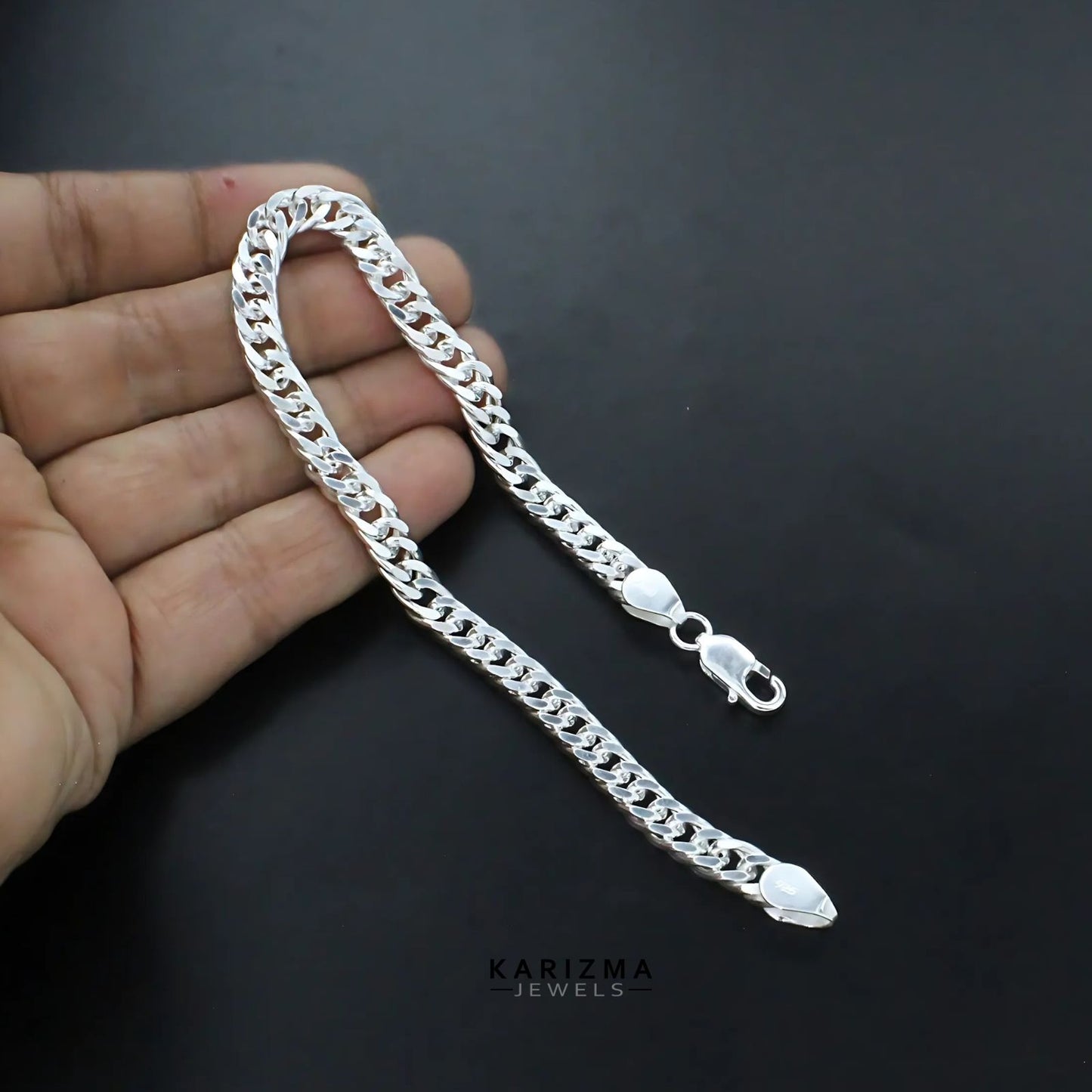 925 Sterling Silver trendy Curb Cuban Link Men's Chain Bracelet 8.5"