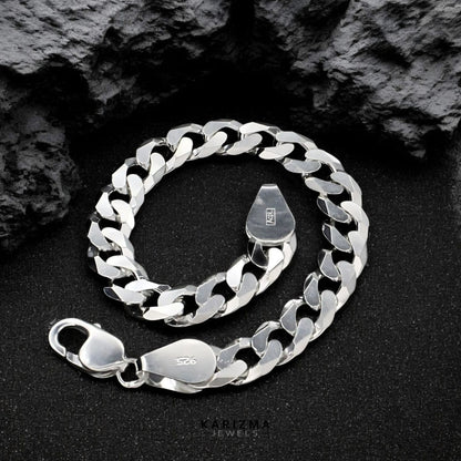 925 Sterling Silver Cuban Link Men's Chain Bracelet 8.5"