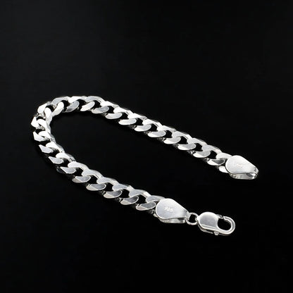 925 Sterling Silver Cuban Link Men's Chain Bracelet 8.5"