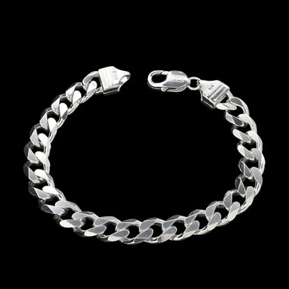 Real Silver curb Link Men's Bracelet