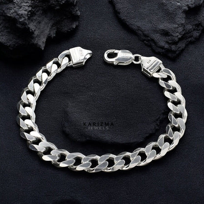 Real Silver curb Link Men's Bracelet