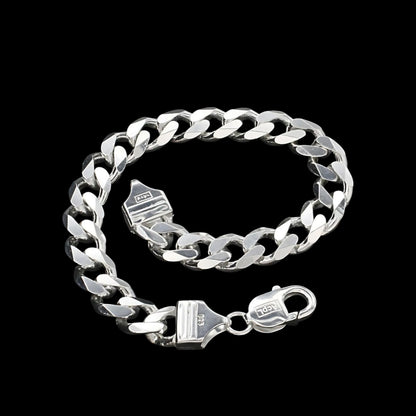 Real Silver curb Link Men's Bracelet