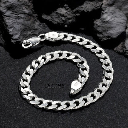 925 Sterling Silver amazing Cuban Link Men's Chain Bracelet 8.5"