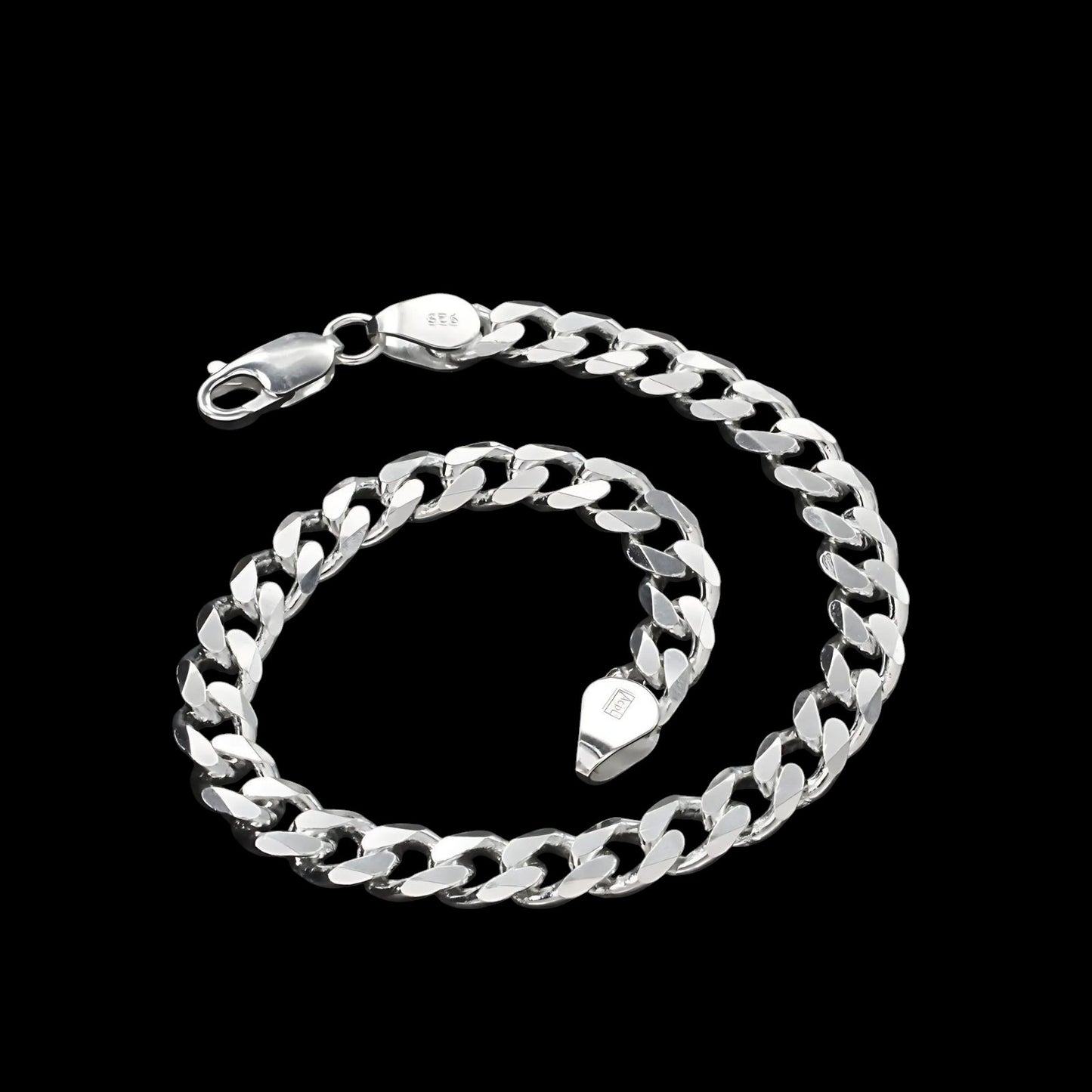 925 Sterling Silver amazing Cuban Link Men's Chain Bracelet 8.5"