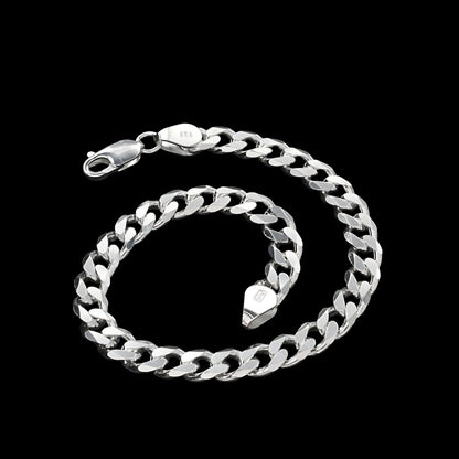 925 Sterling Silver amazing Cuban Link Men's Chain Bracelet 8.5"