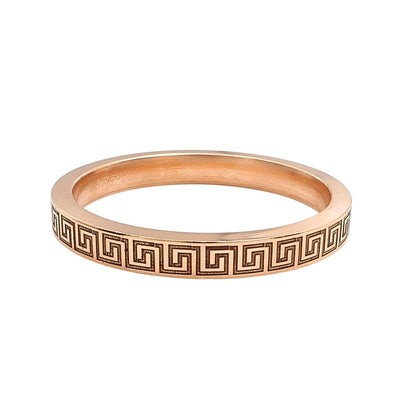 Heavy Flat Greek Key Pattern Engraved Copper Kada for Men